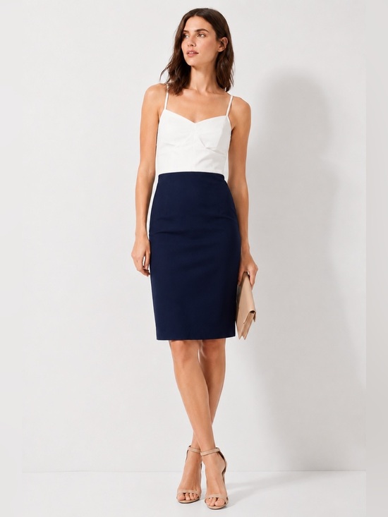 Banana Republic Dresses & Skirts - Banana Republic Colorblock Sheath Dress Ivory Blue Size 4 Sweetheart Neck Pencil